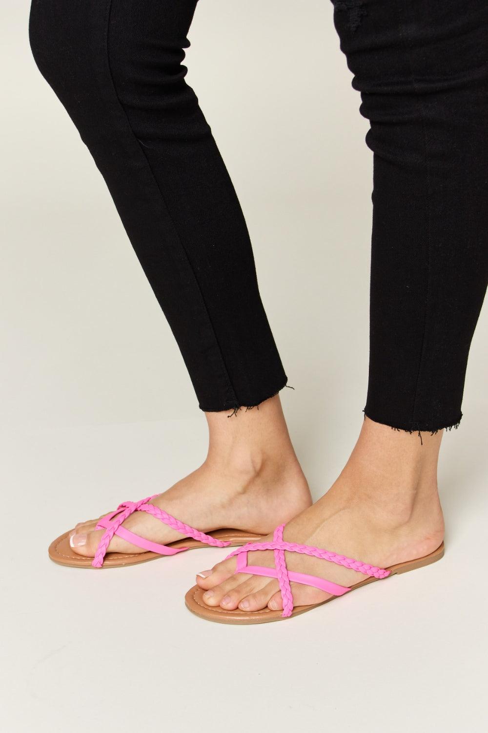 WILD DIVA Crisscross PU Leather Open Toe Sandals Trendsi