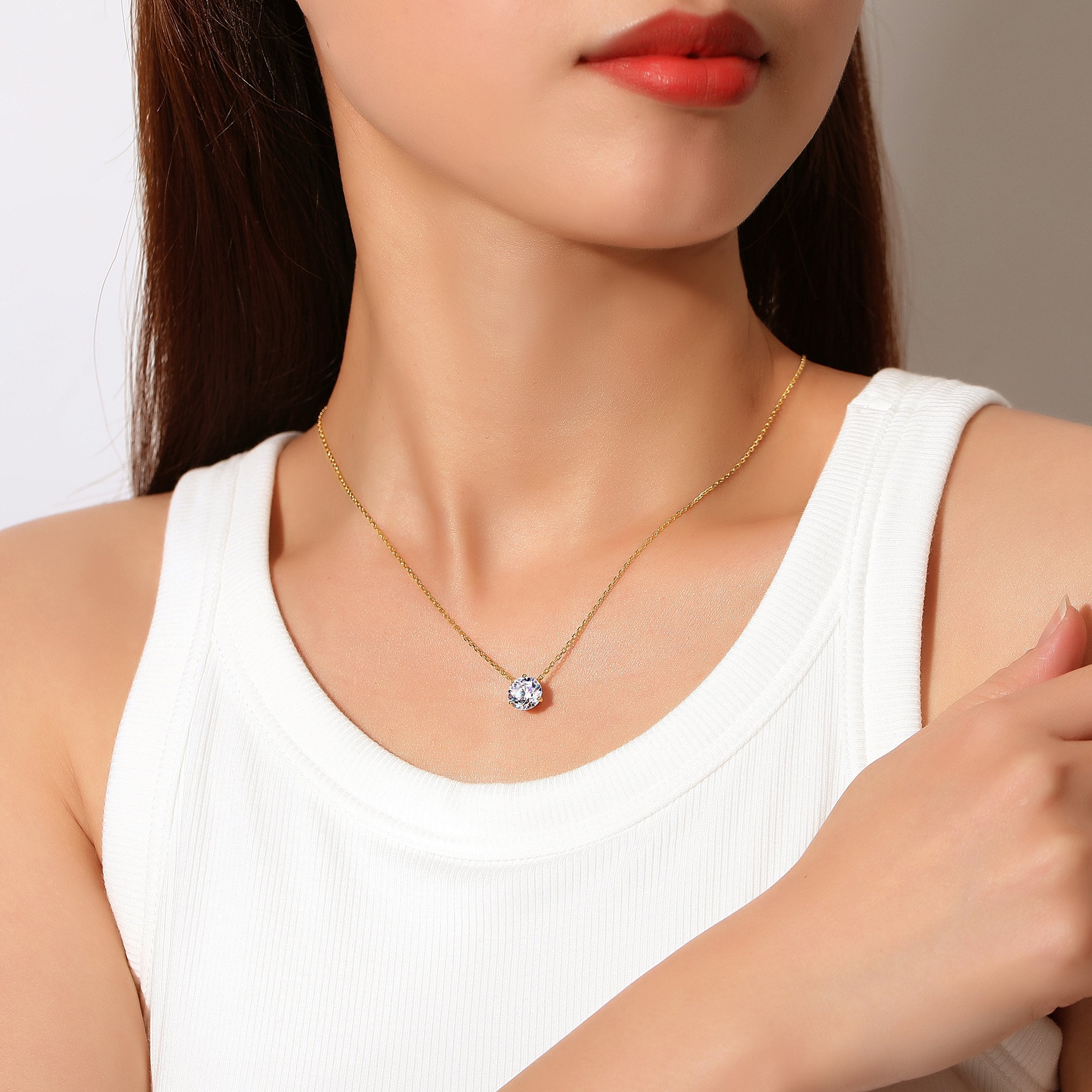 14K Gold Chain Necklace with GRA-Certified Moissanite Lavishe Jewelry