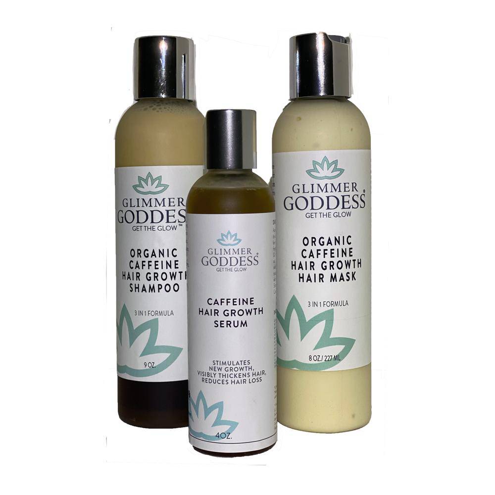 Organic Caffeine Hair Growth Trio Glimmer Goddess® Organic Skin Care