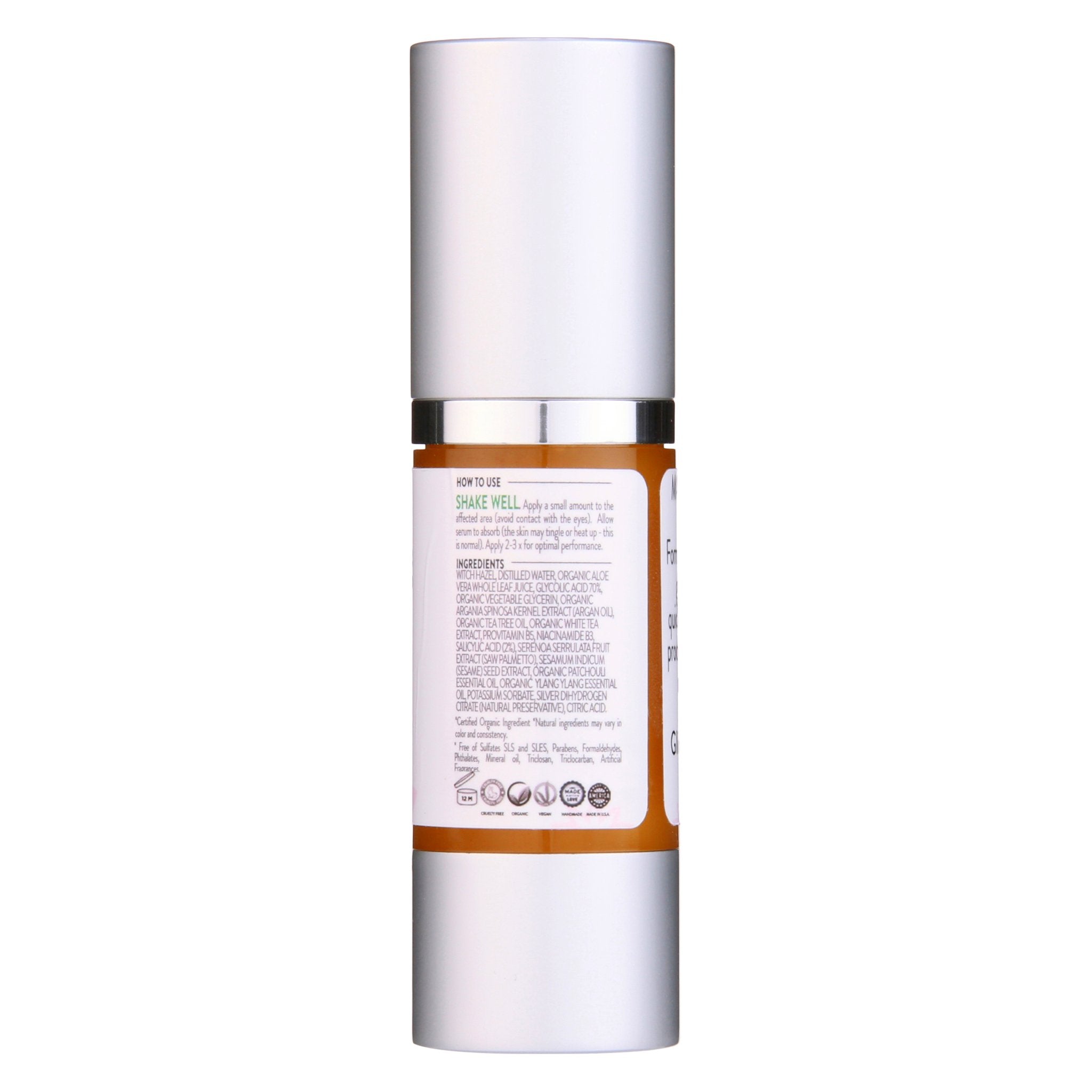 Organic Clear Skin Acne Serum - Oil Regulation Serum Glimmer Goddess® Organic Skin Care