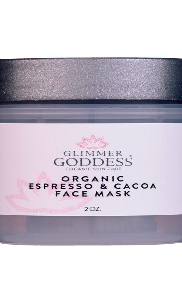 Organic Espresso Cacoa Brightening Face Mask Glimmer Goddess® Organic Skin Care