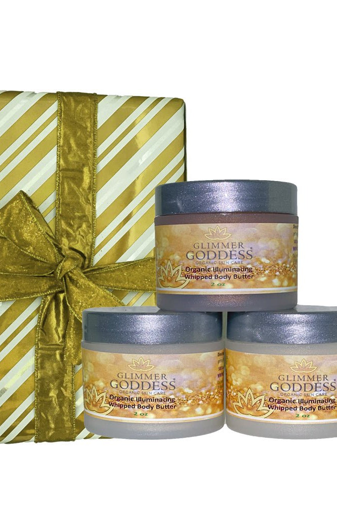 Organic Shimmering Whipped Body Butter Trio Glimmer Goddess® Organic Skin Care