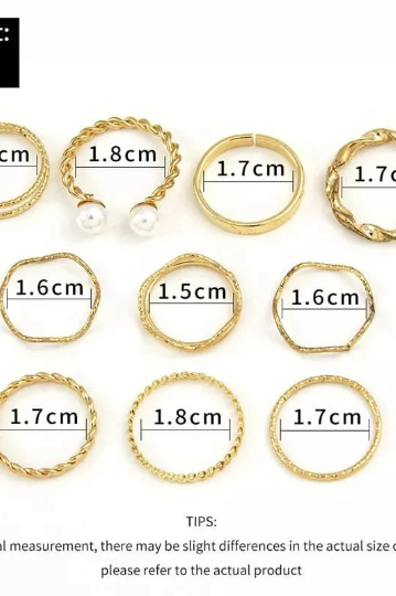 10 Piece Pearl Boho Silver Gold Stackable Vintage Tribal Midi Ring Set The Colourful Aura