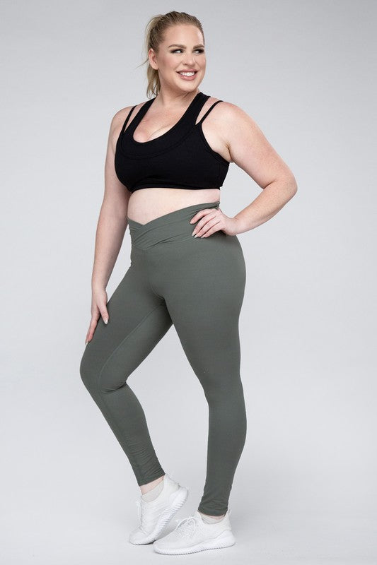 Plus Size V Waist Full Length Leggings Rae Mode