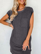 Round Neck Short Sleeve Mini Dress Trendsi