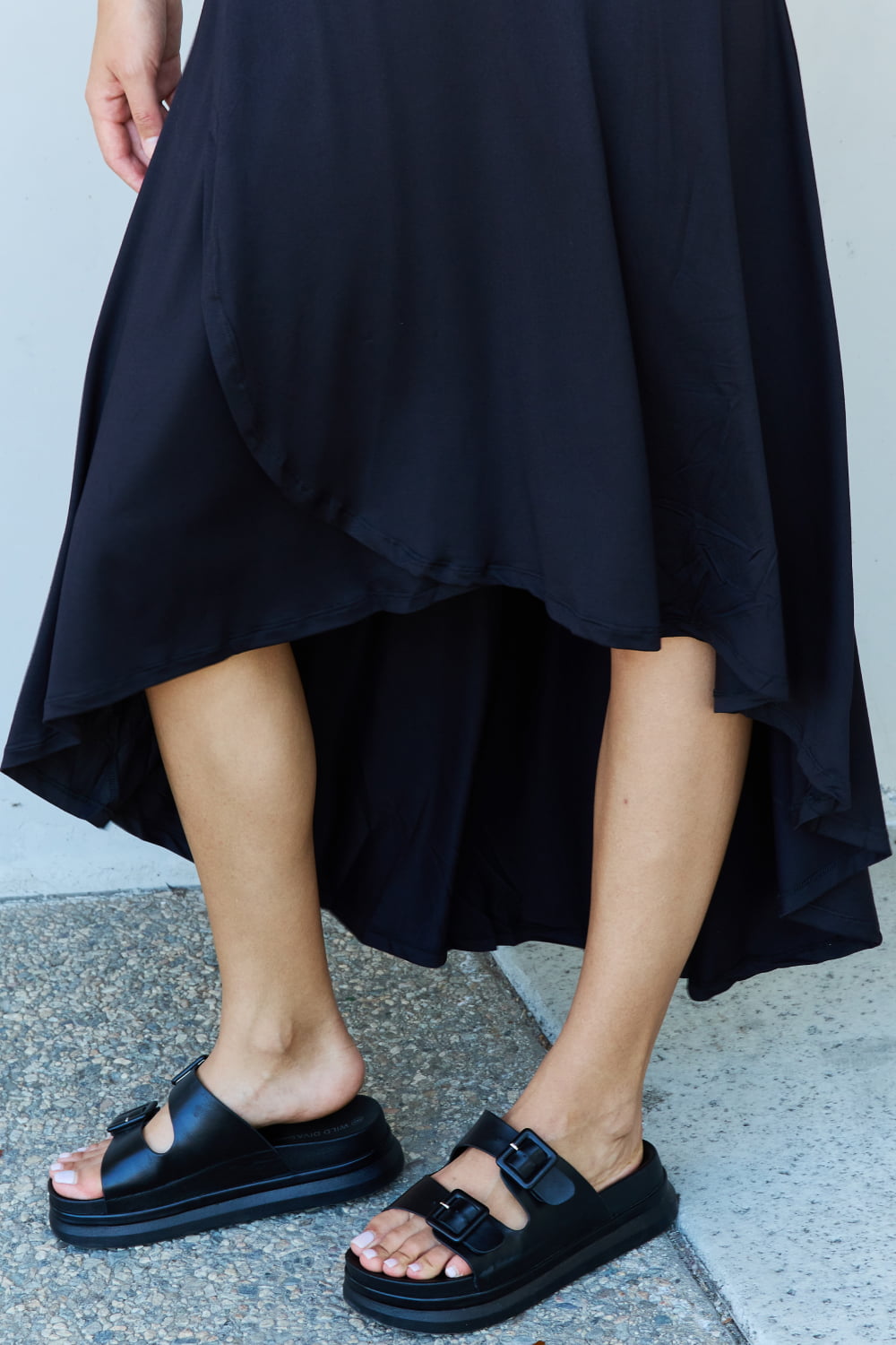 High Waisted Flare Maxi Skirt in Black Casual Chic Boutique