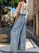 Adjustable Strap Wide Leg Denim Overalls Trendsi