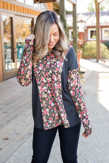 Flower Gazing Long Sleeve Top Boutique Simplified