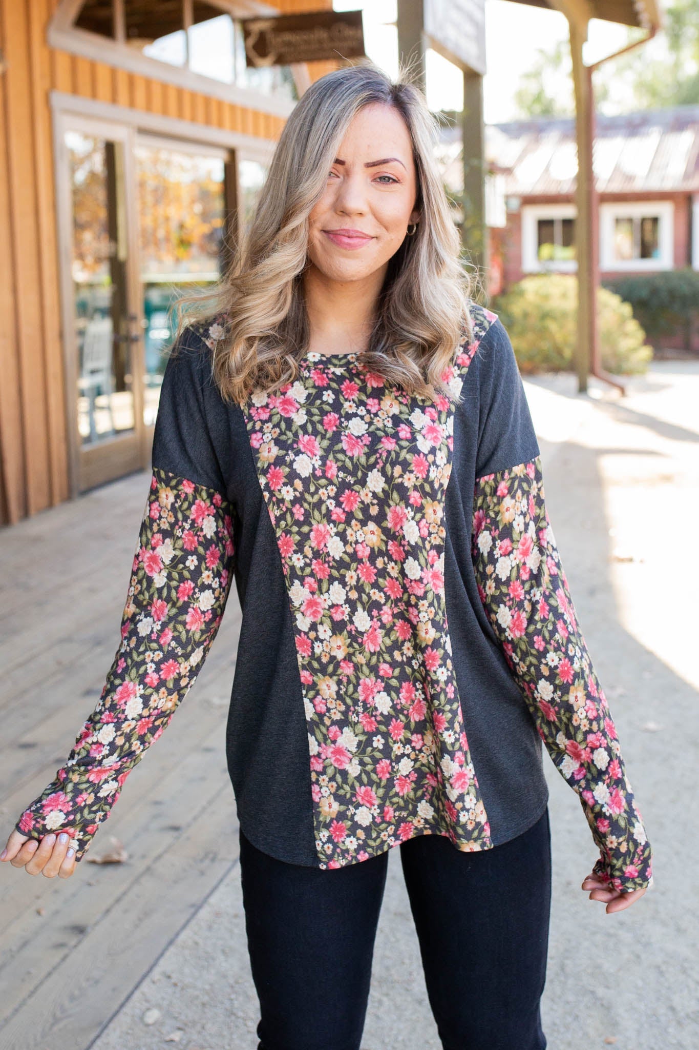 Flower Gazing Long Sleeve Top Boutique Simplified