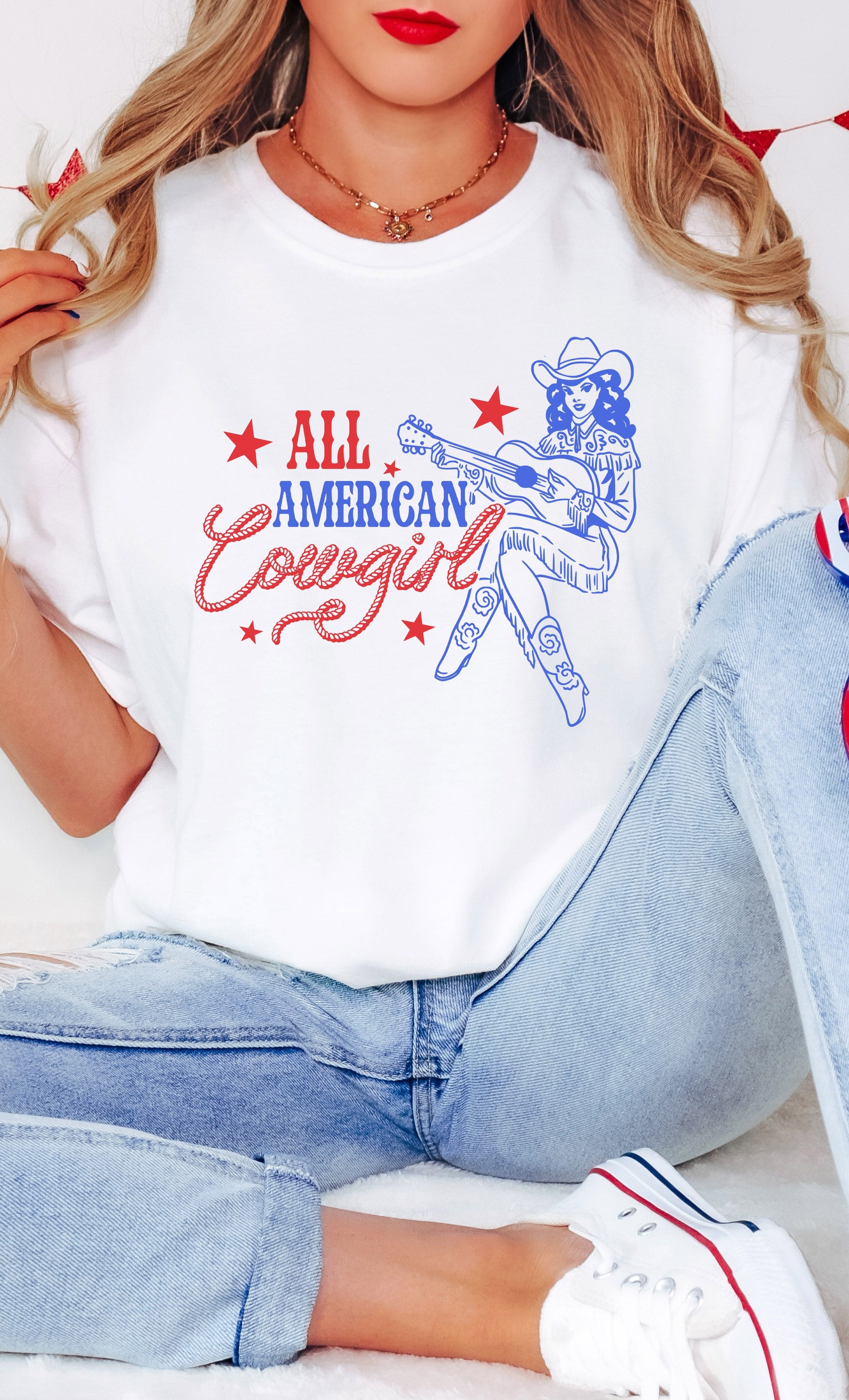 All American Cowgirl | Garment Dyed Short Sleeve Tee Olive and Ivory Retail