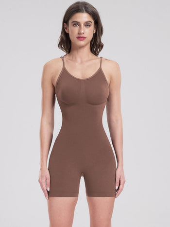 Scoop Neck Spaghetti Strap Active Romper Trendsi