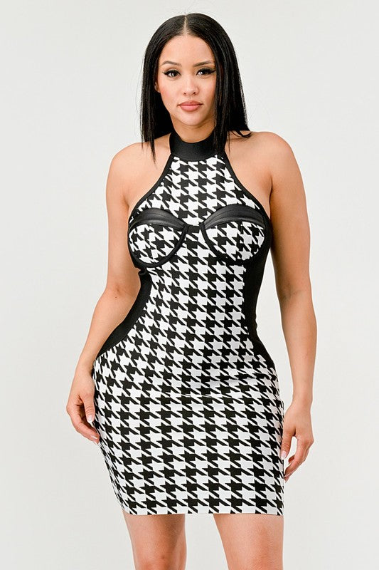 Checkmate Illusion Bandage Dress Athina