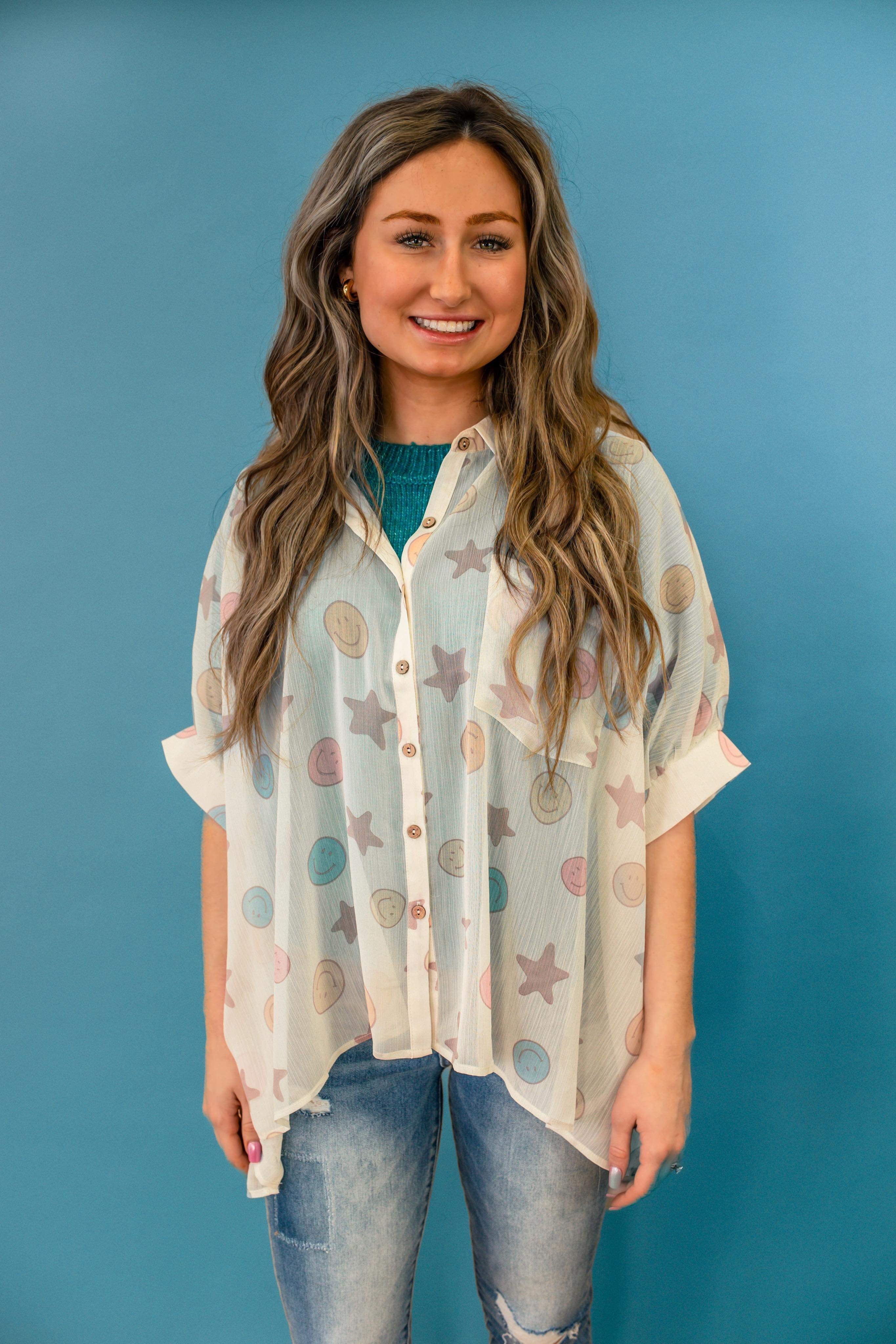 Sheena Sheer Button Down Bliss Dropship