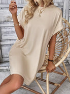 Round Neck Short Sleeve Mini Dress Trendsi