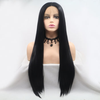 13*3" Lace Front Wigs Synthetic Long Straight 24" 130% Density Trendsi