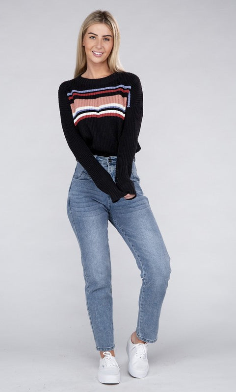 Striped Pullover Sweater Ambiance Apparel