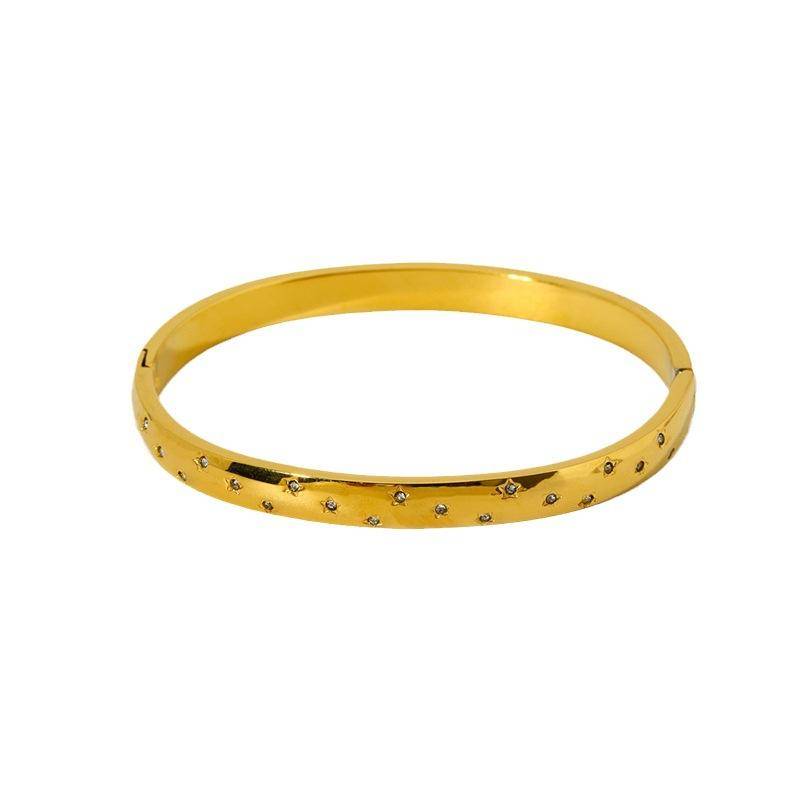 18K Gold Plated Star-Shaped Bangle (With Box) Kiwidrop