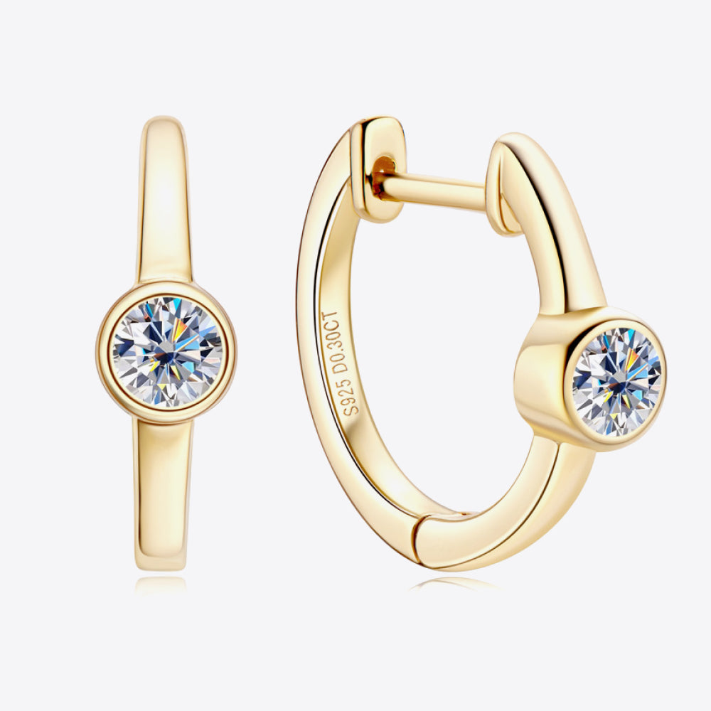 18k Gold-Plated Inlaid Moissanite Huggie Earrings