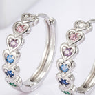 925 Sterling Silver Inlaid Zircon Heart Huggie Earrings Casual Chic Boutique