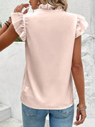 Ruffled V-Neck Cap Sleeve Blouse Trendsi