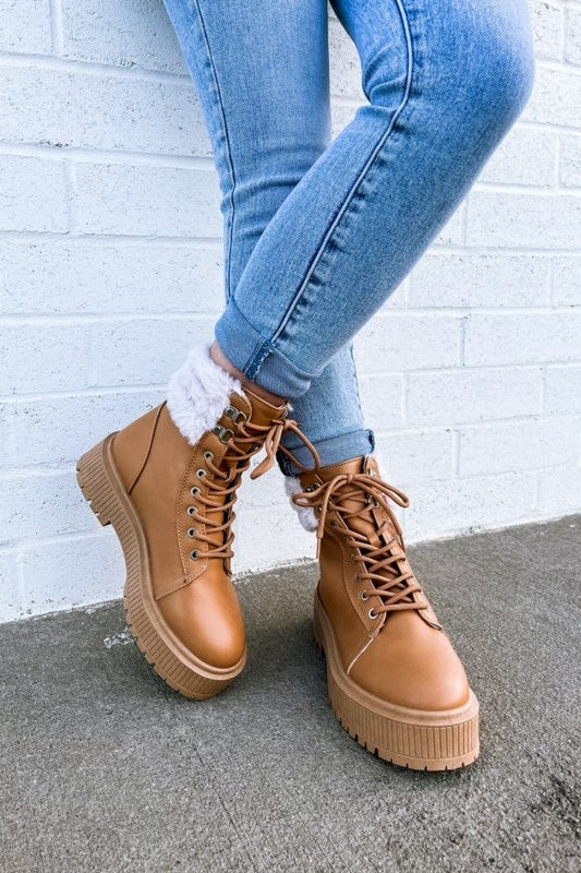 Jessi Lace Up Boot in Tan Bliss Dropship