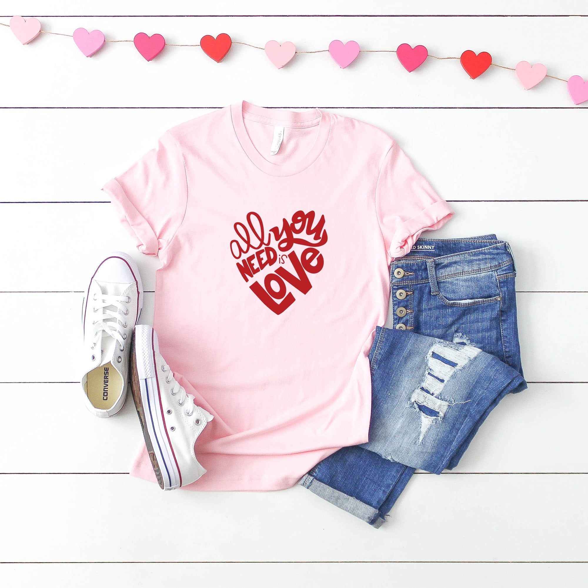 All You Need Is Love | Short Sleeve Graphic Tee Olive and Ivory Retail