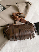 PU Leather Fringe Studded Crossbody Bag Trendsi