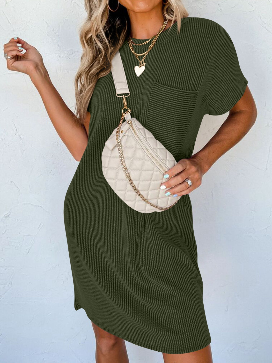 Round Neck Short Sleeve Mini Dress Trendsi