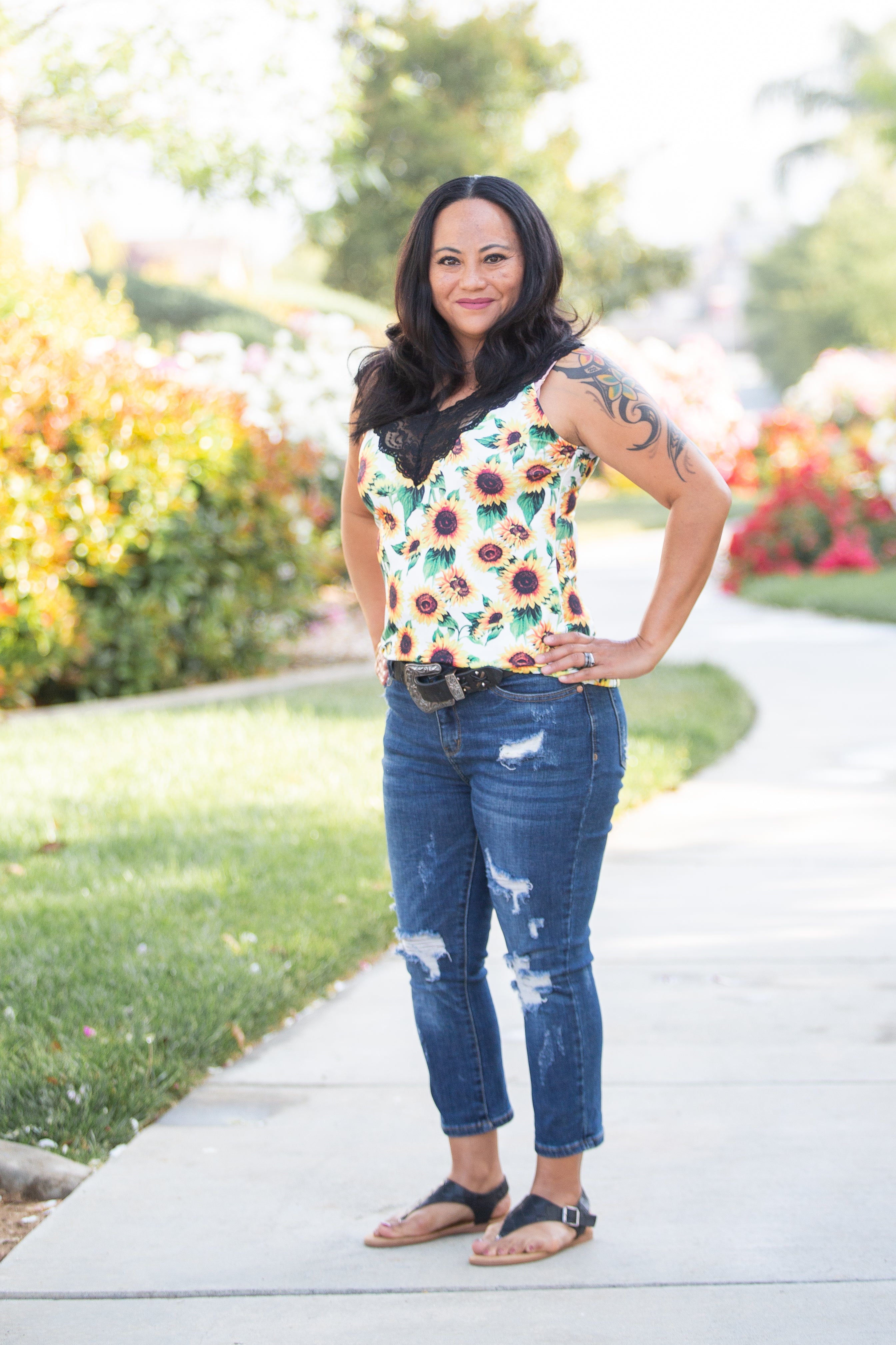 Be Happy Lace Trim Tank Boutique Simplified