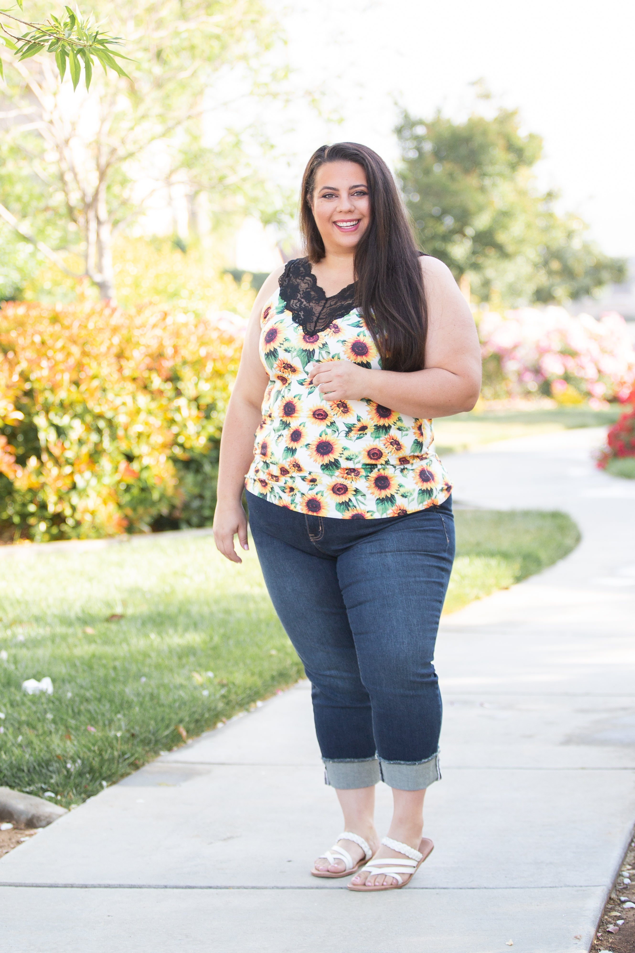 Be Happy Lace Trim Tank Boutique Simplified