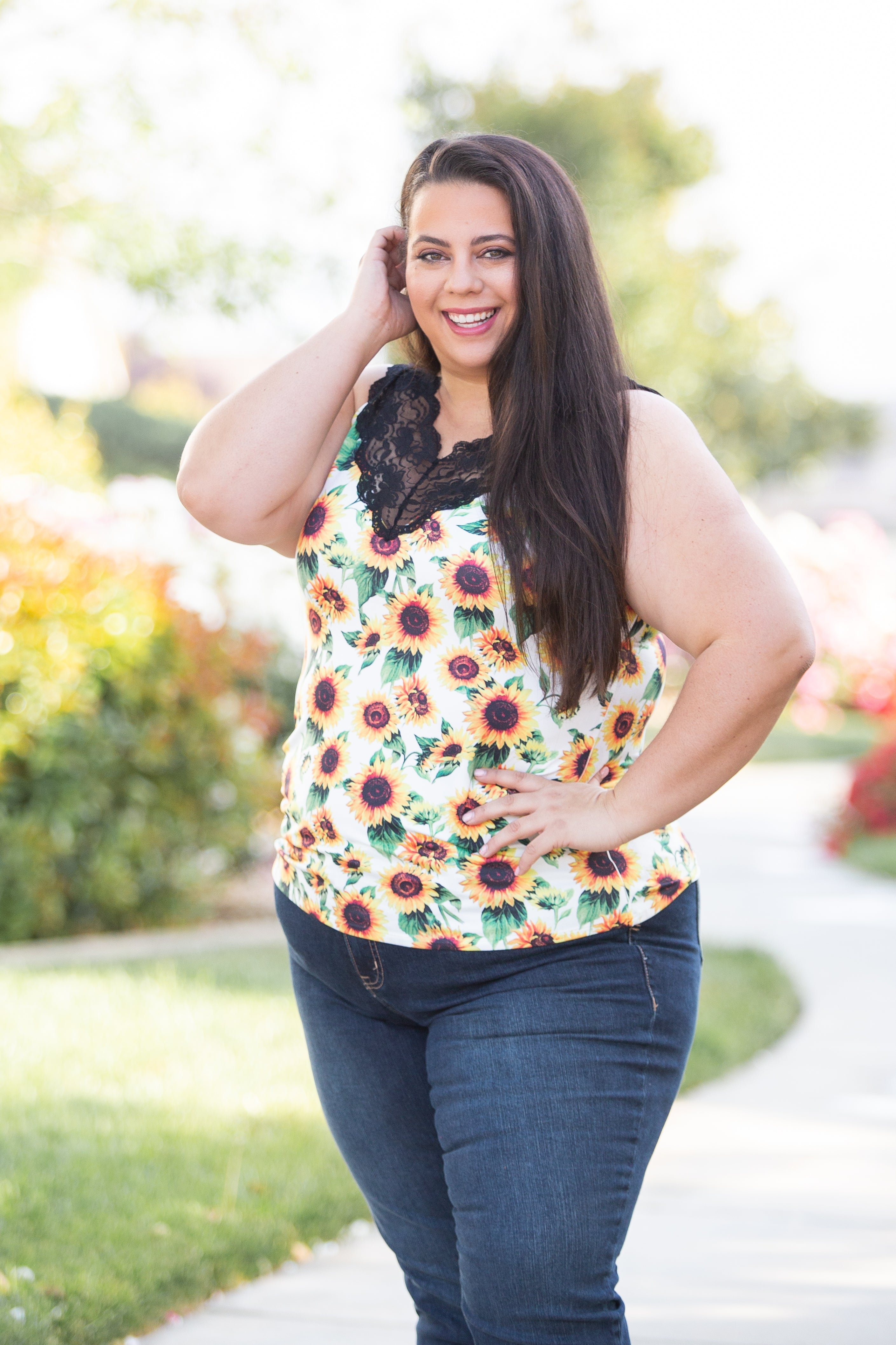 Be Happy Lace Trim Tank Boutique Simplified