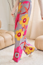 Flower Printed Casual Cozy Full Long Wide Pants Davi & Dani