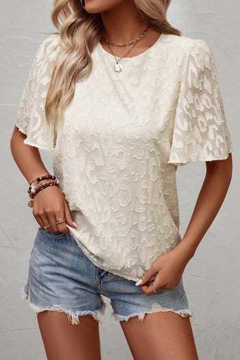 Round Neck Half Sleeve Blouse Trendsi