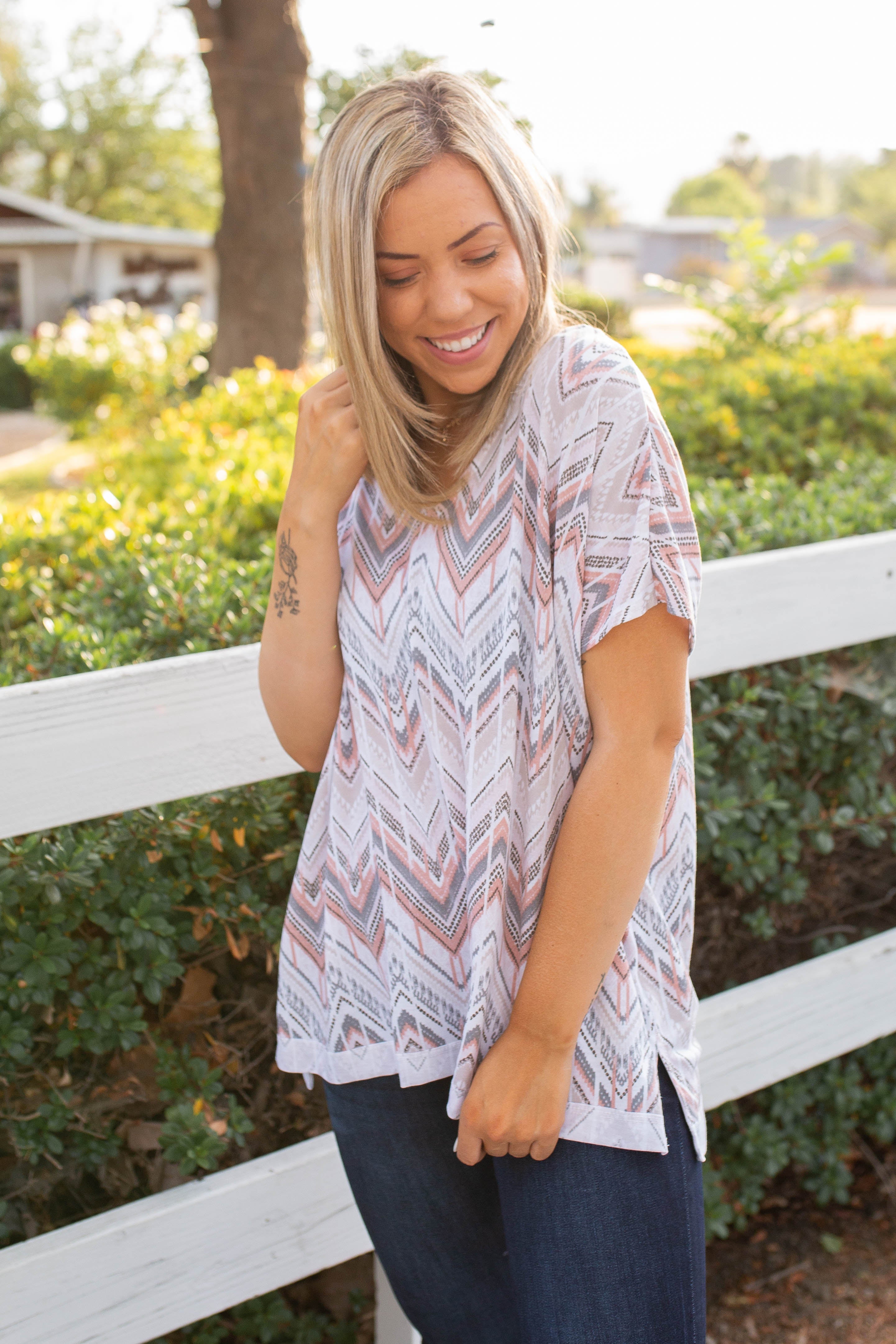 Zig To The Zag Short Sleeve Top Boutique Simplified