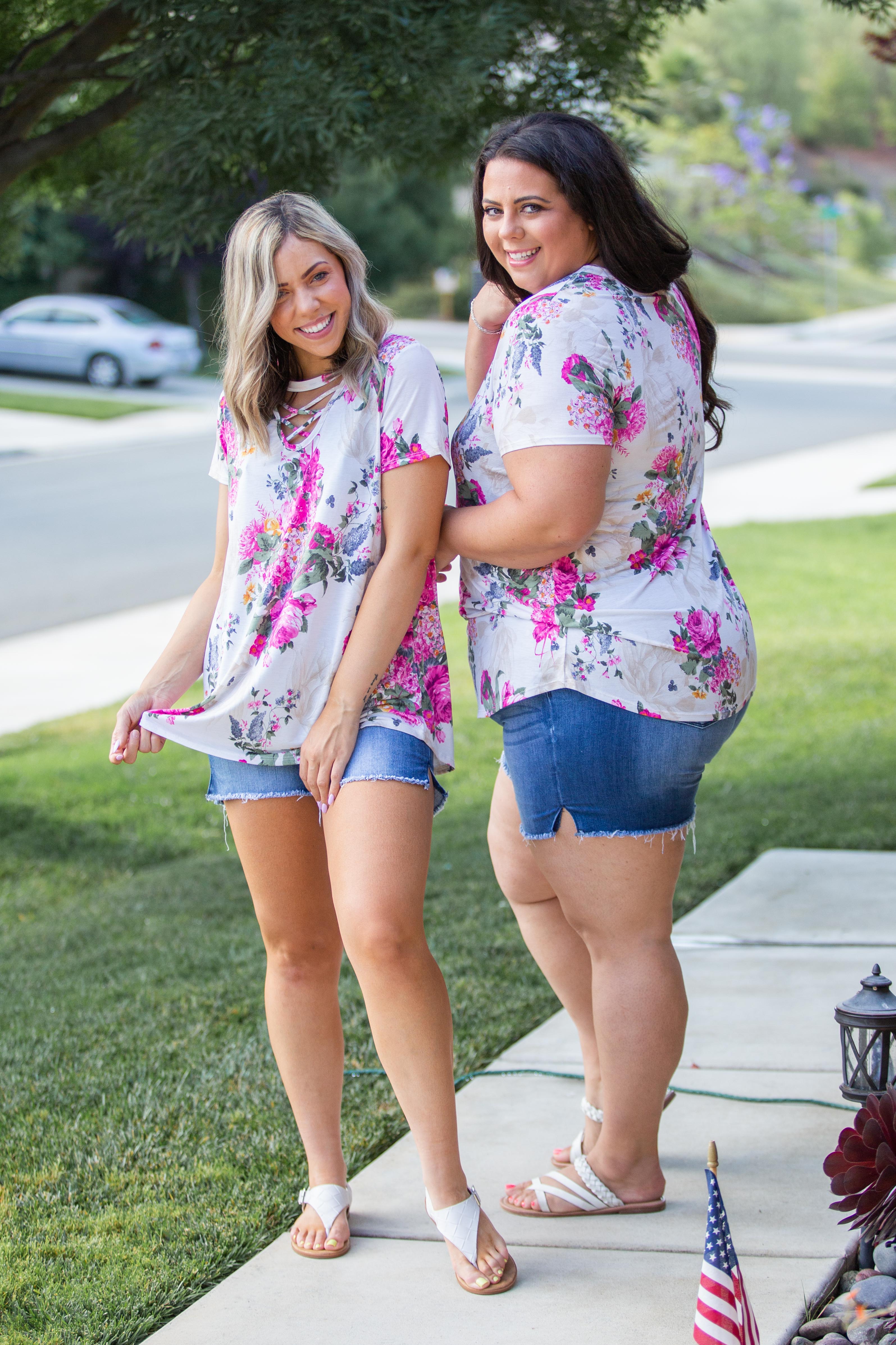 Peonies Criss Cross Top Boutique Simplified