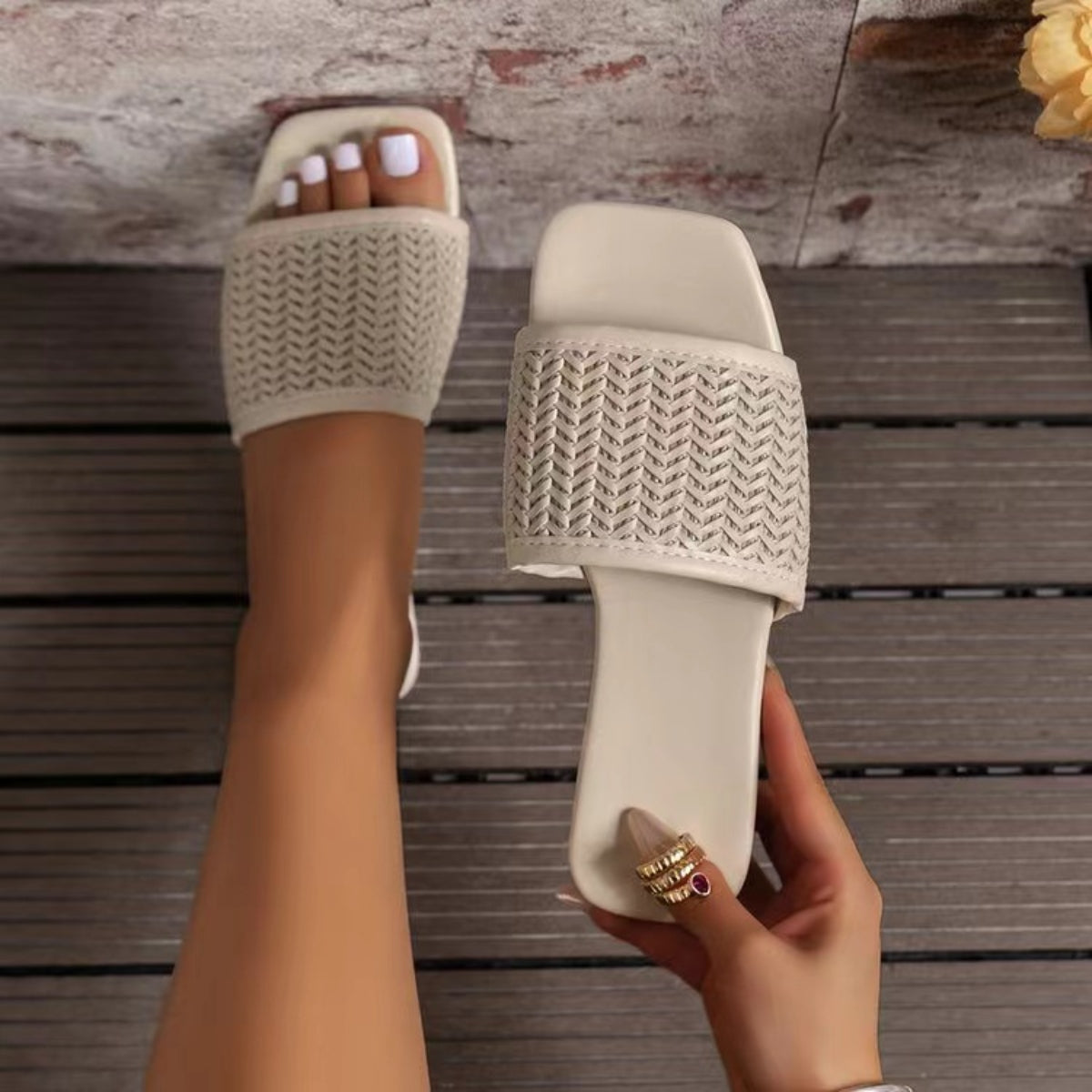 Rattan Woven Flat Sandals Casual Chic Boutique