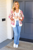 Take on The Day Ivory Floral Stripe Open Cardigan Very J