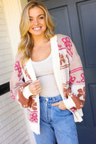 Take on The Day Ivory Floral Stripe Open Cardigan Very J