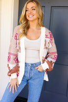 Take on The Day Ivory Floral Stripe Open Cardigan Very J