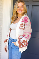 Take on The Day Ivory Floral Stripe Open Cardigan Very J