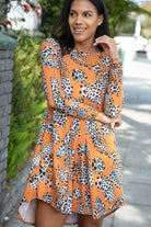 Rust Animal Geo Print Swing Dress with Pockets Hayzel