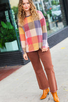 Gorgeous In Rust Checker Plaid French Terry Top Haptics