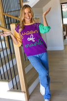 "Queen of Mardi" Pearl & Tinsel Color Block Knit Top BIBI