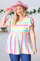 Lavender Rainbow Stripe Babydoll Top Haptics