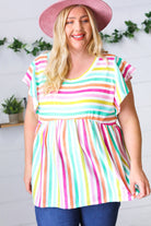 Lavender Rainbow Stripe Babydoll Top Haptics