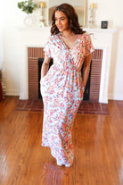 Mint Floral Paisley Surplice Elastic Waist Maxi Dress Haptics