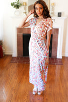 Mint Floral Paisley Surplice Elastic Waist Maxi Dress Haptics