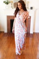 Mint Floral Paisley Surplice Elastic Waist Maxi Dress Haptics