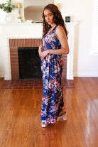 Navy Floral Fit and Flare Sleeveless Maxi Dress (Copy) Haptics