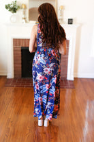 Navy Floral Fit and Flare Sleeveless Maxi Dress (Copy) Haptics